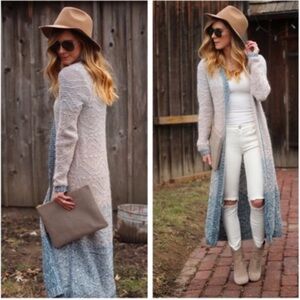 Moth Ombre Loopstitch Knit Cardigan Duster Open Front Size XL